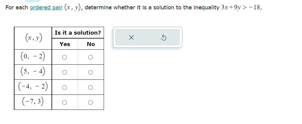 For eachordered pair For each ordered pair (x ,