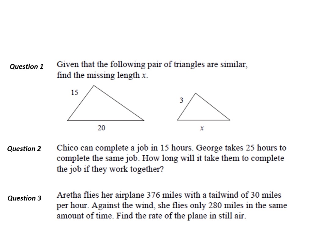 Question 1 Given that the following pair of