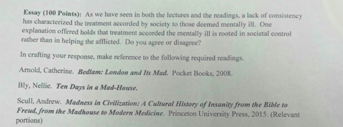 Essay (100 Points): As we have seen in both the