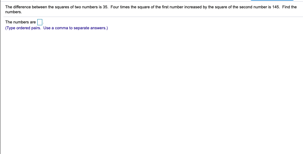 The difference between the squares of two numbers