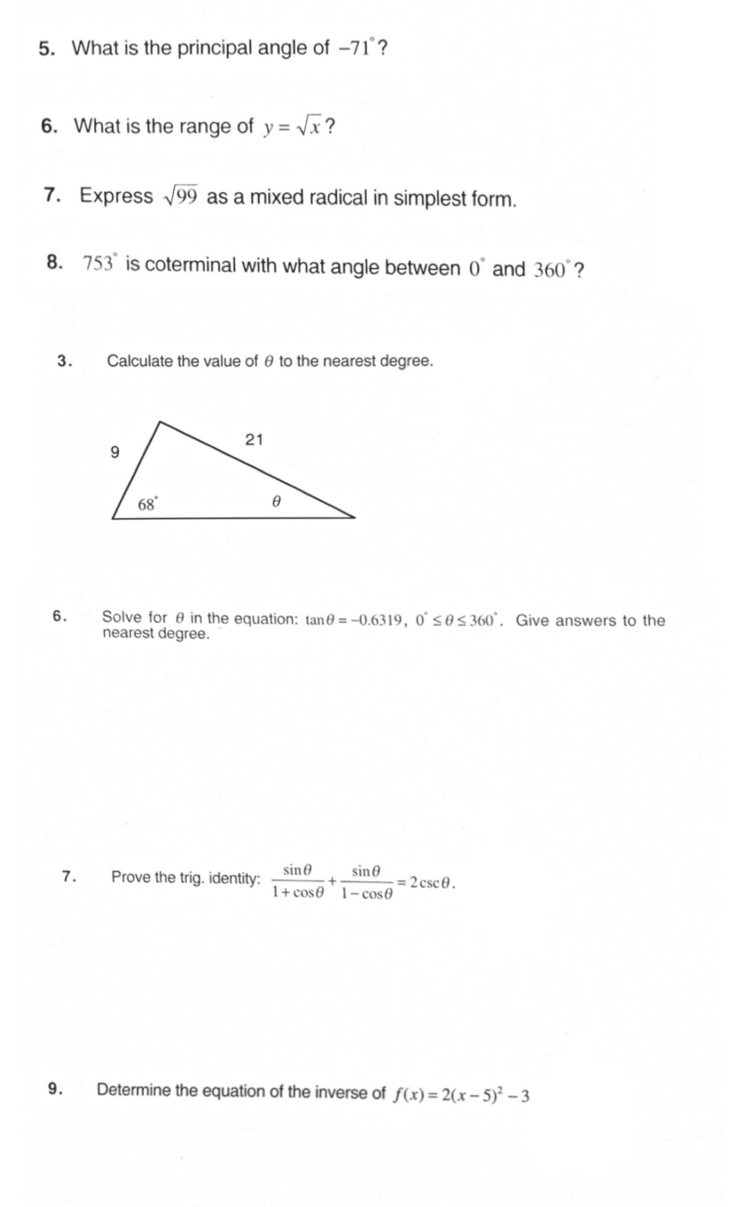 How can I solve each question? 5. What is the