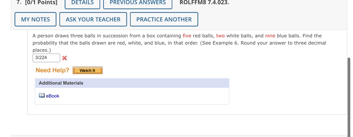 7. [011 Points] | DETAILS I PREVIOUS ANSWERS I