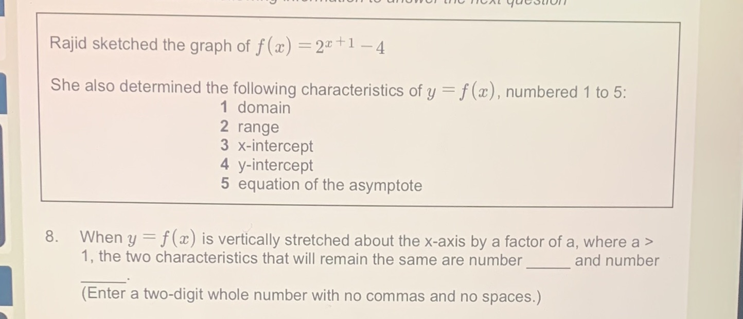 Just need answer Rajid sketched the graph of f