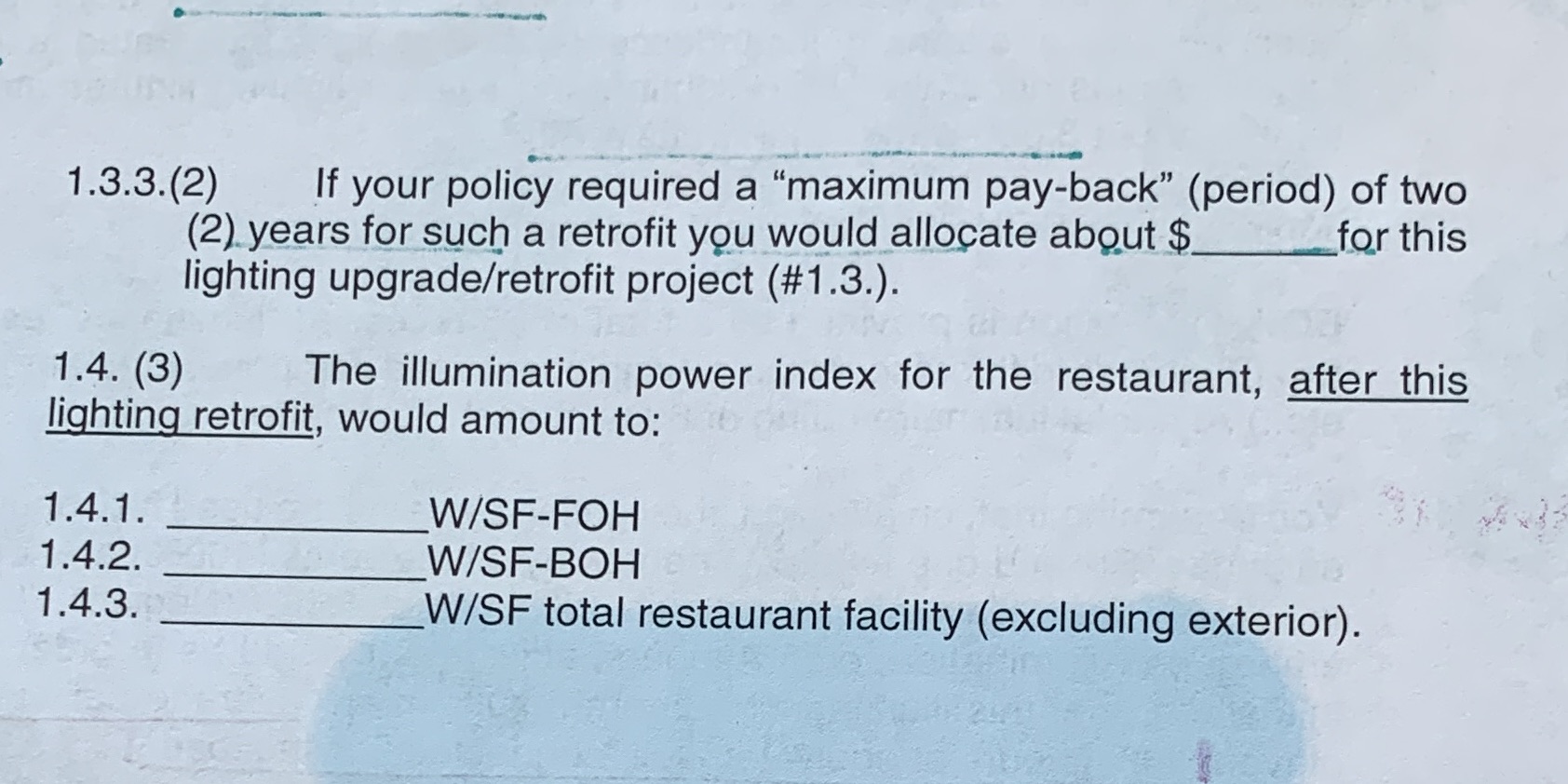 1.3.3. (2) If your policy required a "maximum