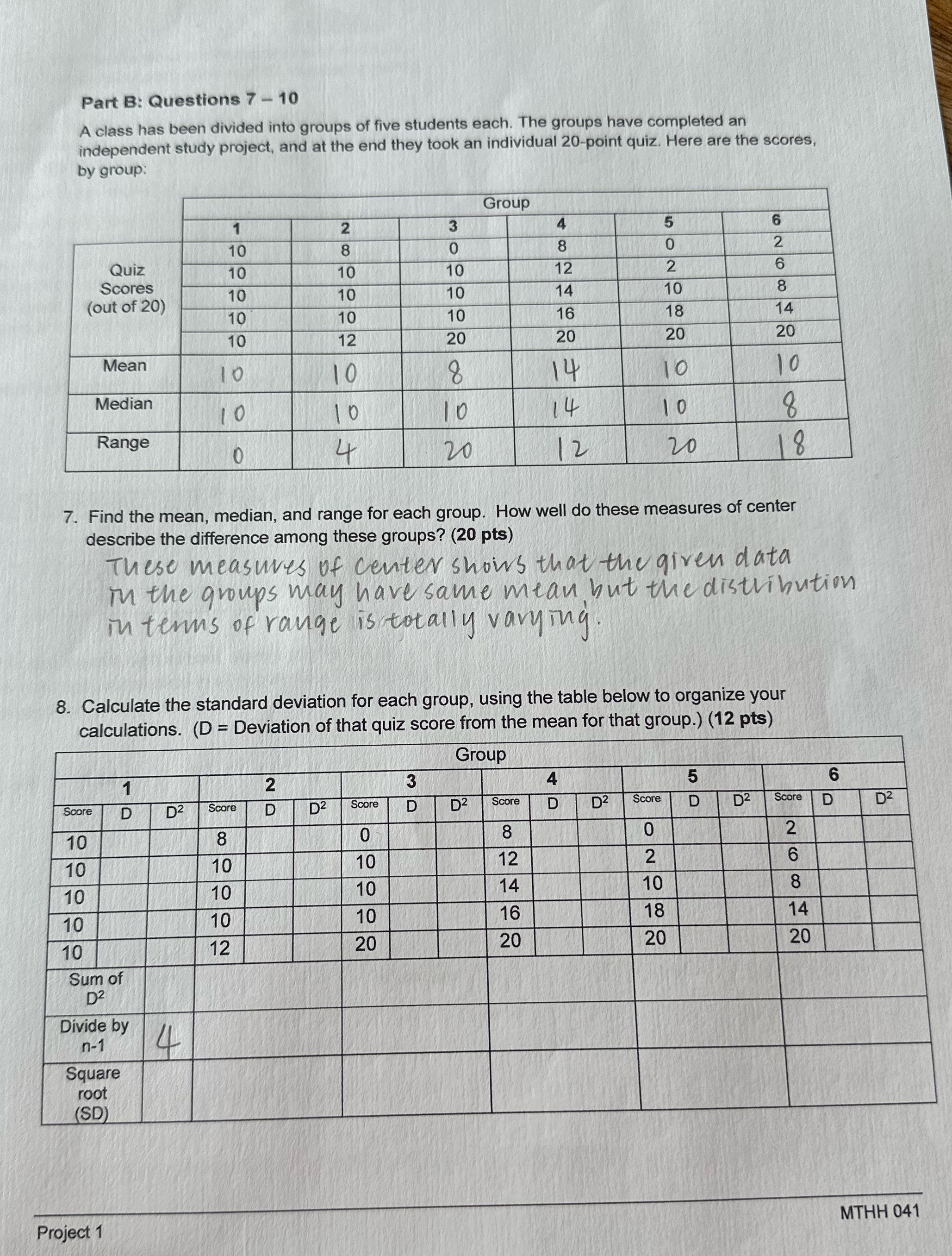 How to fill in the boxes in question 8? Part B: