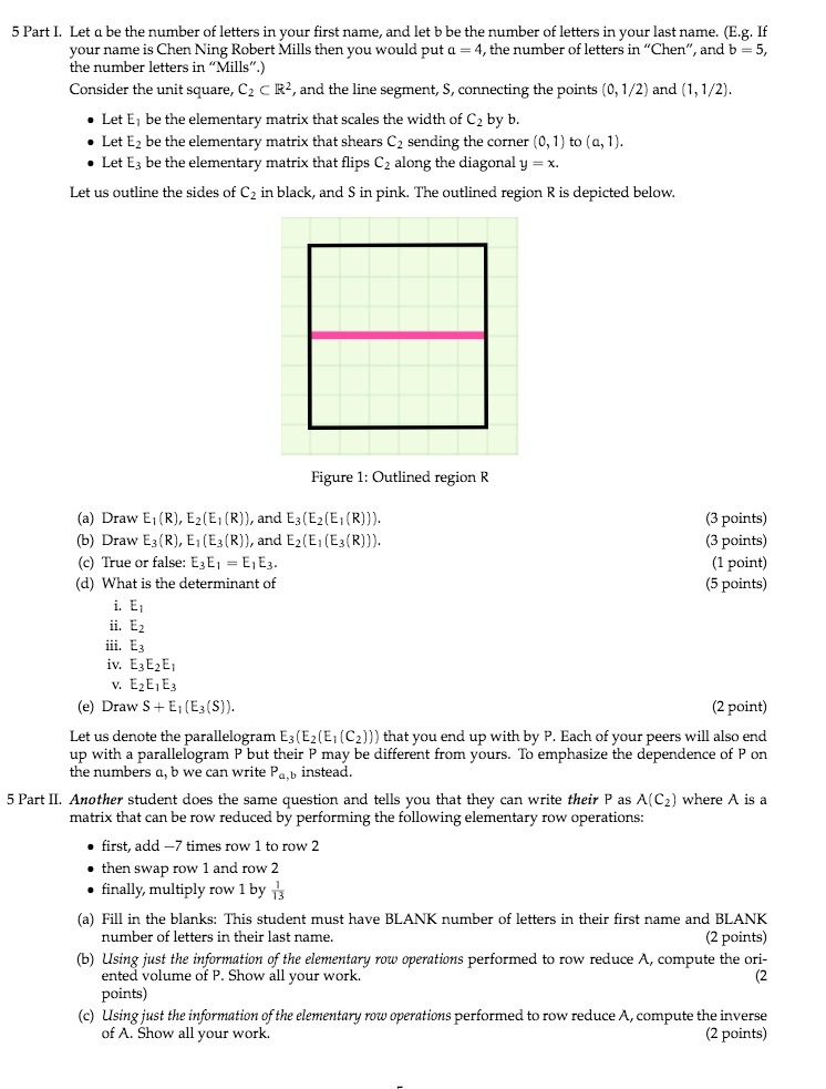 5 Part I. Let a be the number of letters in your