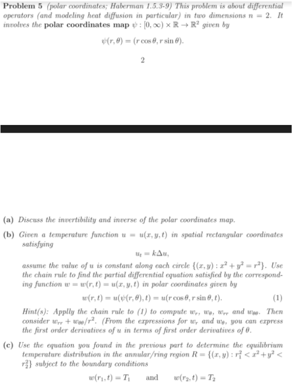 \fProblem 5 (polar coordinates; Haberman 1.5.3-9)