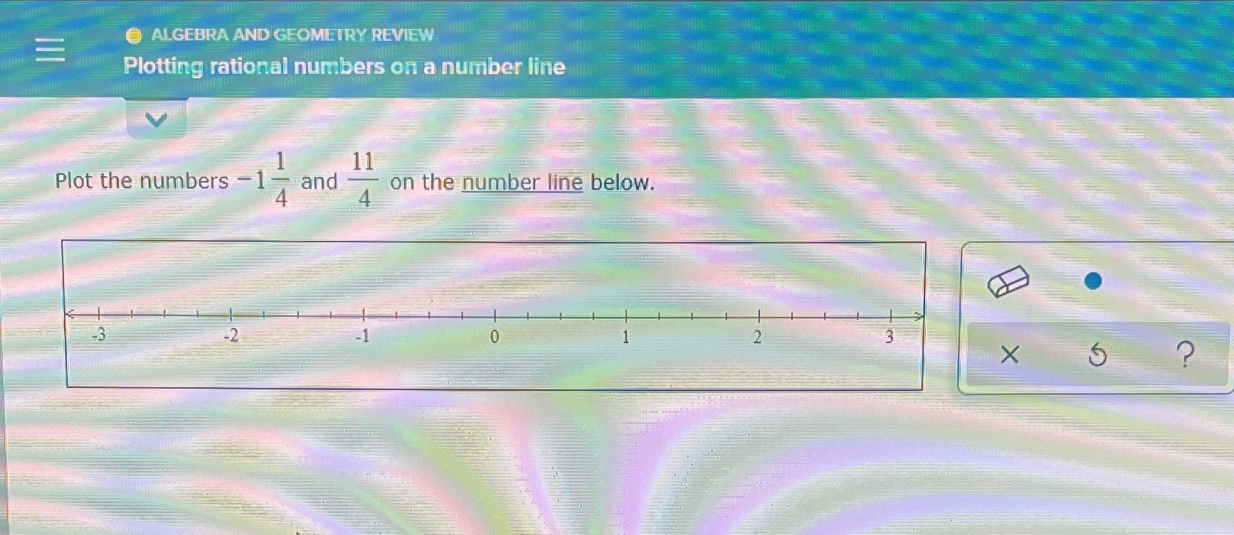 Where would you plot the numbers -1 1/4 and 11/4