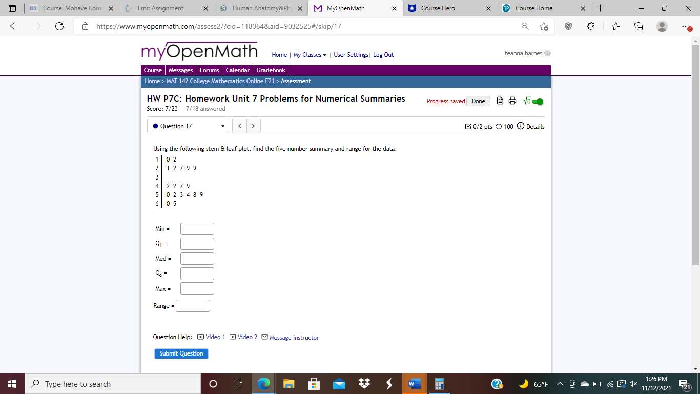 HI Course: Mohave Come X | [ Linn: Assignment < <