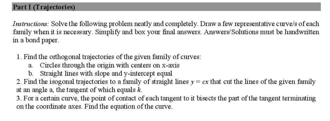 SOLVE NO. 1 ONLY! SUB: DIFFERENTIAL EQUATION