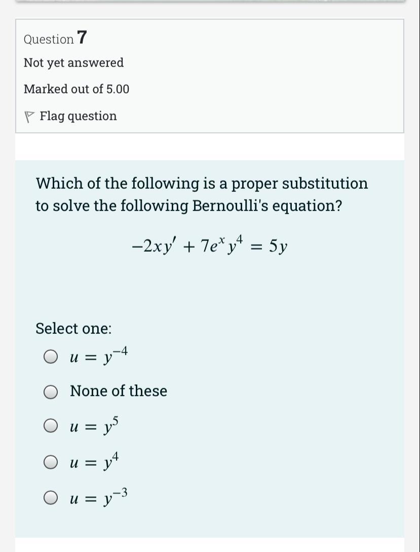 Question 5 Not yet answered Marked out of 5.00 '7