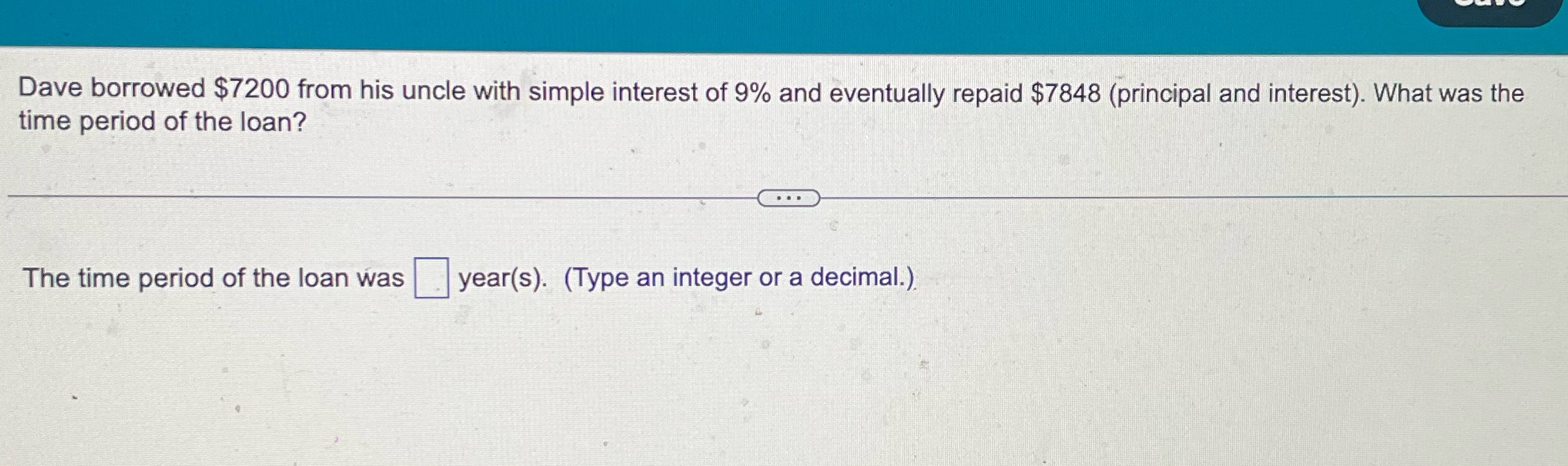Dave borrowed $7200 from his uncle with simple