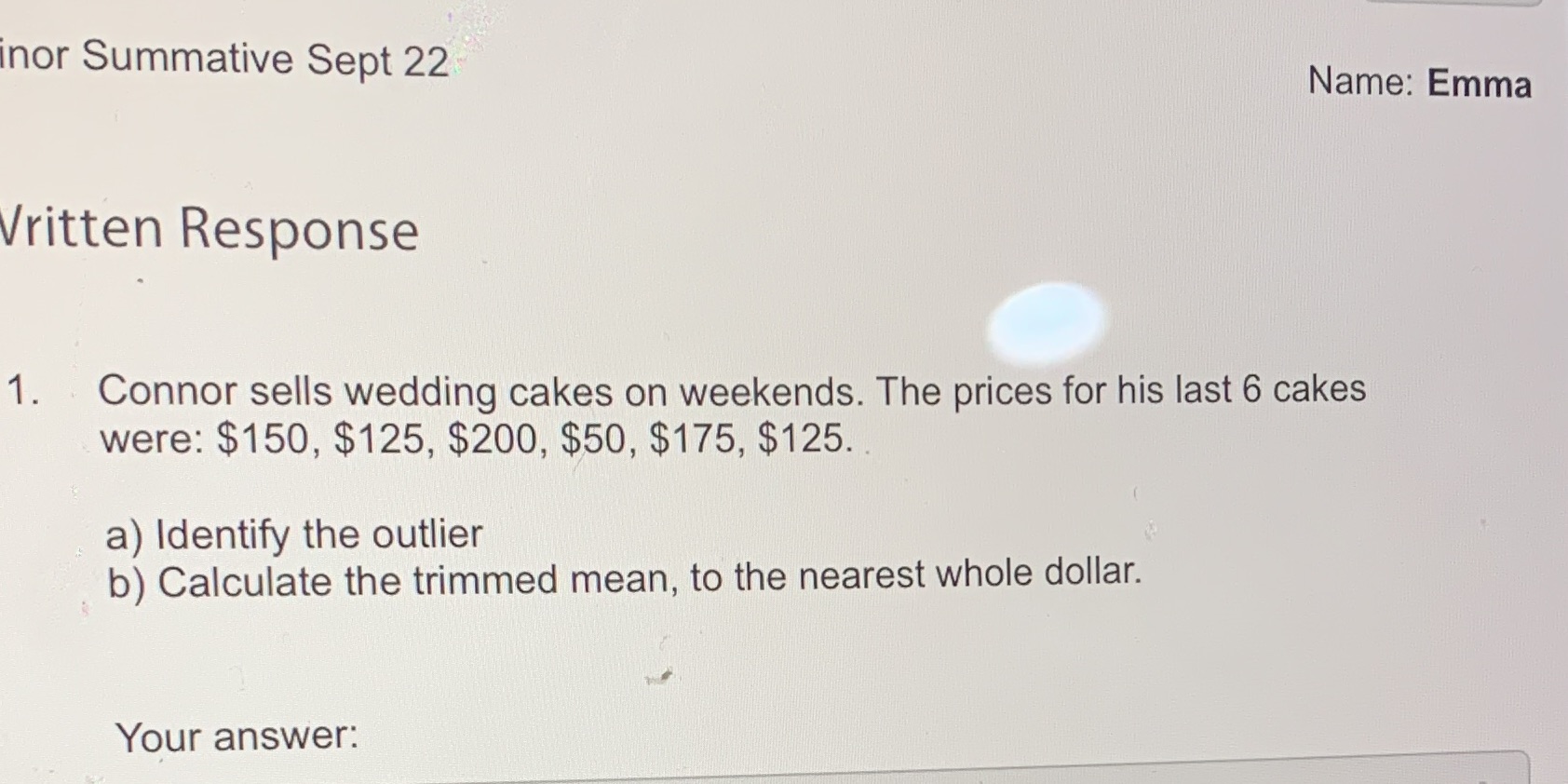 nor Summative Sept 22 Name: Emma Written Response