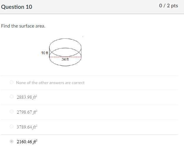 Question 3 0 / 2 pts Find the area and perimeter
