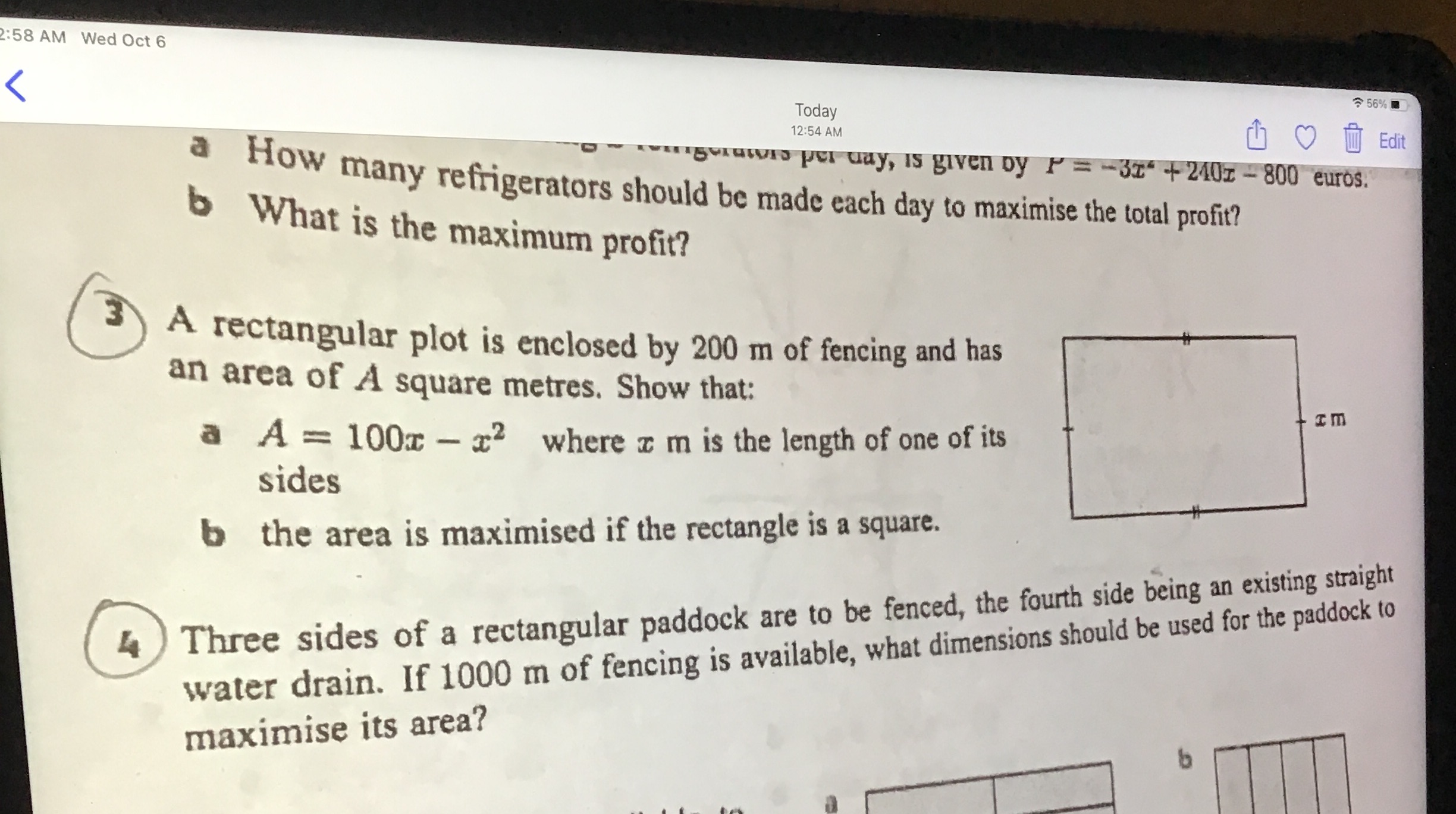 2:58 AM Wed Oct 6 56% < Today 12:54 AM Edit