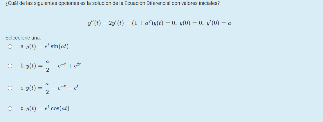 Cual de las siguientes opciones es la solucion de