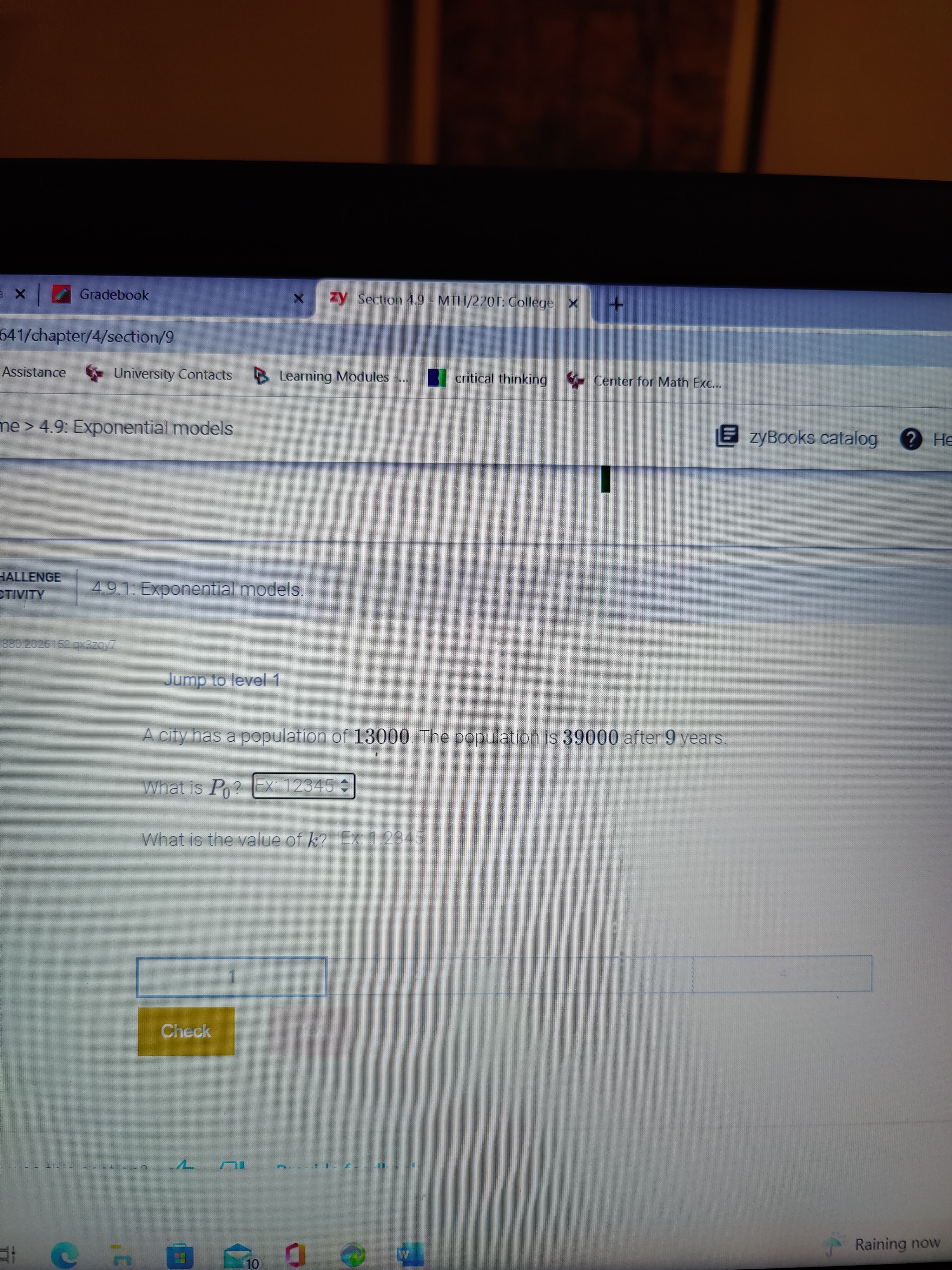 X Gradebook X zy Section 4.9 - MTH/2201: College