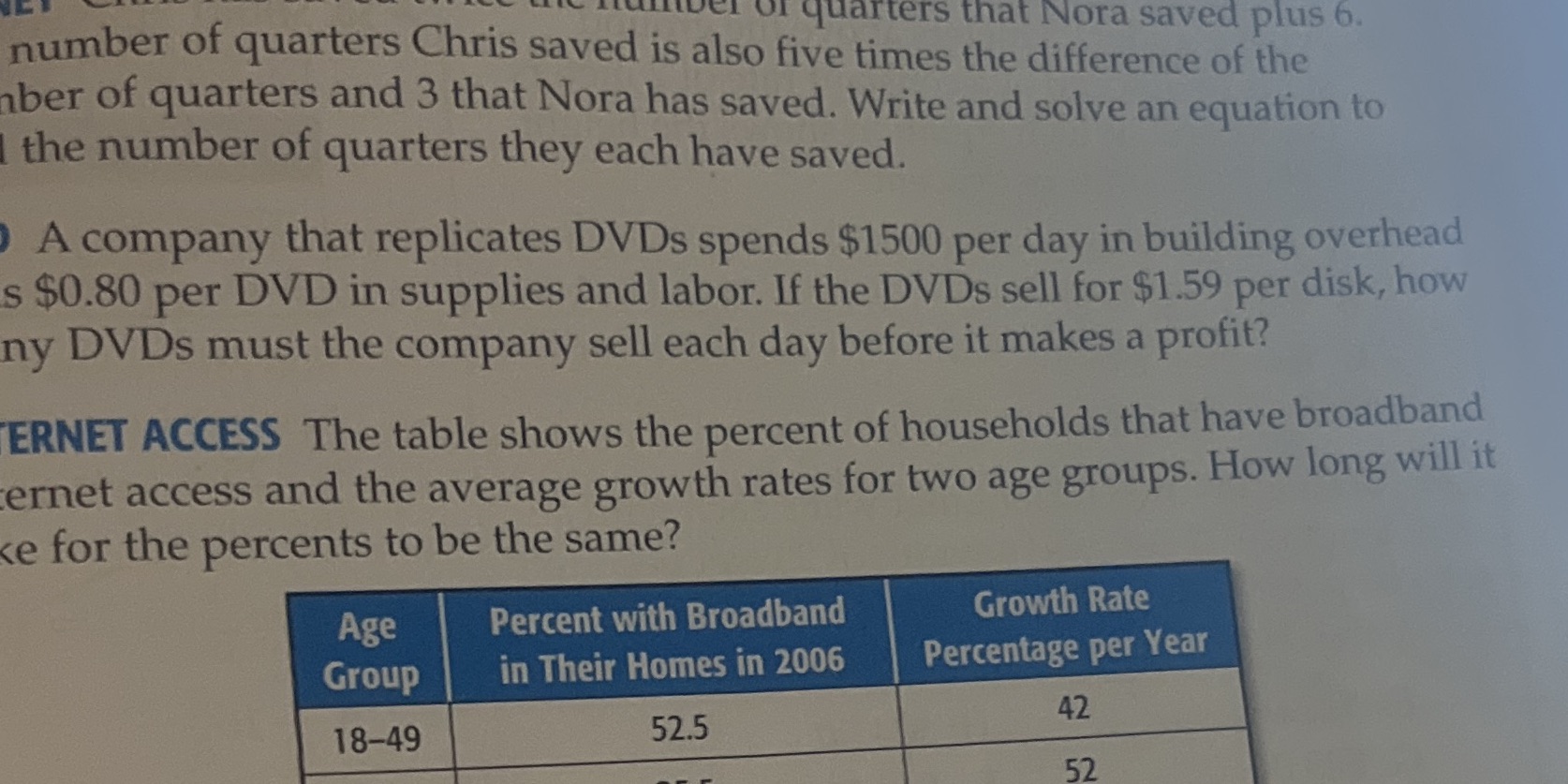 Itbel Of quarters that Nora saved plus 6. number