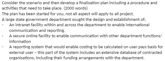 Consider the scenario and then develop a