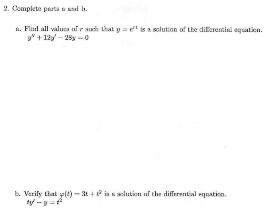 Complete parts a and b 2. Complete parts a and b.