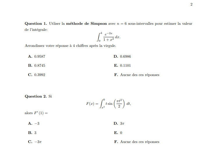 \f\f\f\fQuestion 7. [4 points] Evaluer