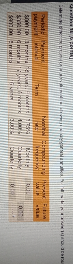 Question 18 16 points] Determine either the