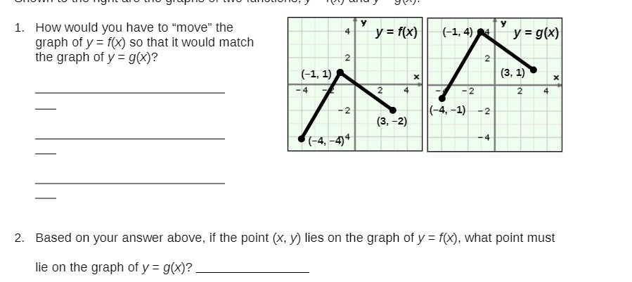1. How would you have to "move" the 4 y y = f(x)