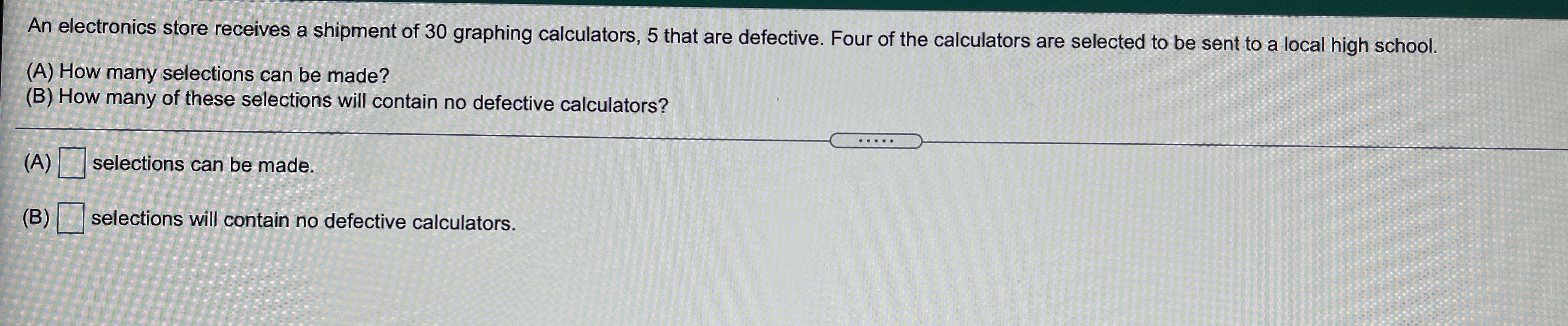 Please show work. thanks An electronics store
