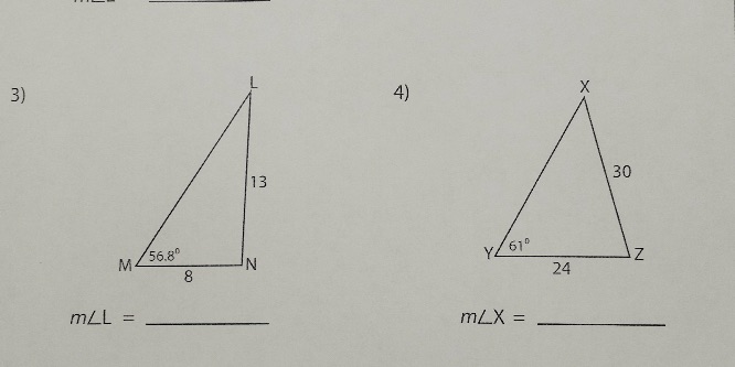 Show our work 3) 4) 30 13 56.80 Z M N 24 8 mLL =