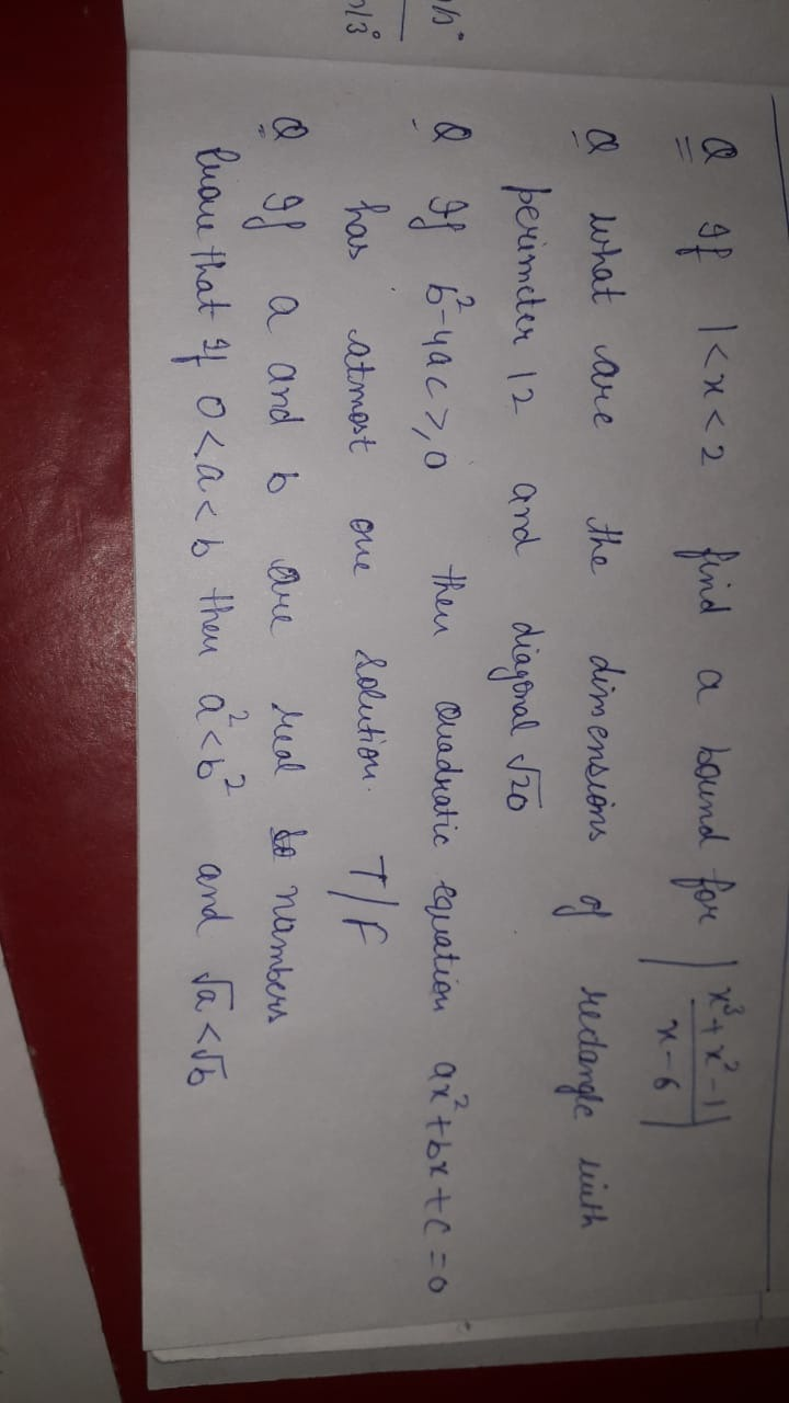 P 1 < x <2 find a bound for * +X- 1 1 X - 6 what