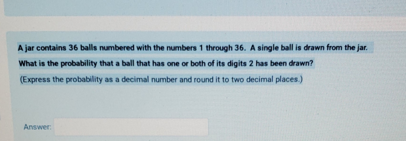 there is a question A jar contains 36 balls