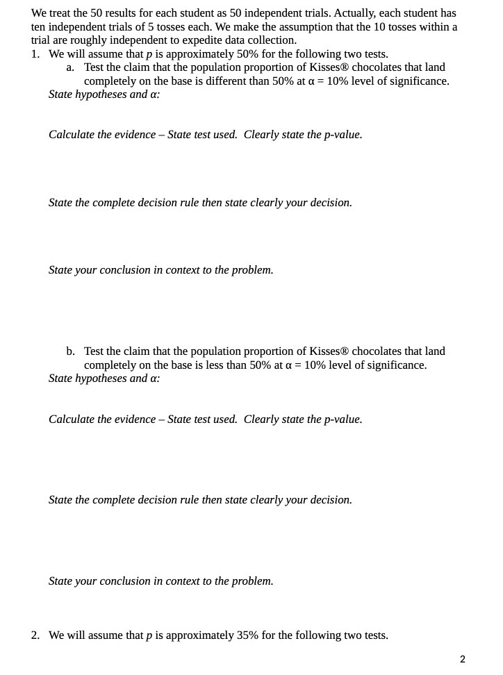 We treat the 50 results for each student as 50