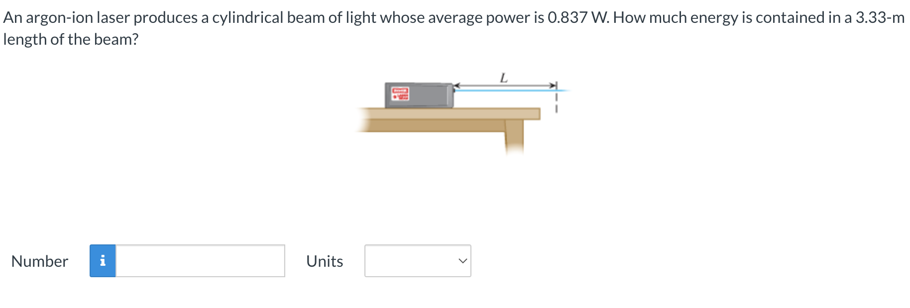 An argon-ion laser produces a cylindrical beam of