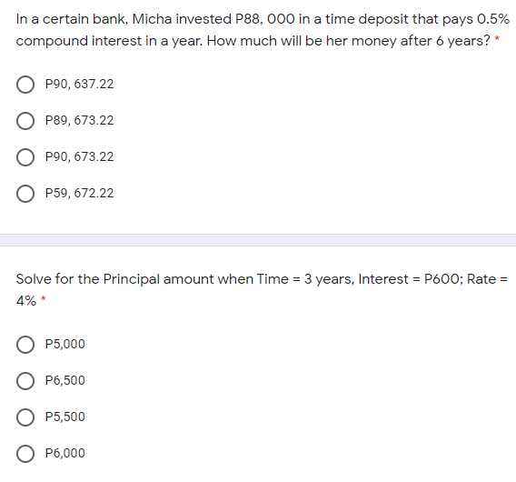 In a certain bank, Micha invested P88, 000 in a