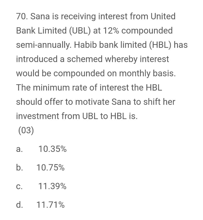 solve this please 70. Sana is receiving interest