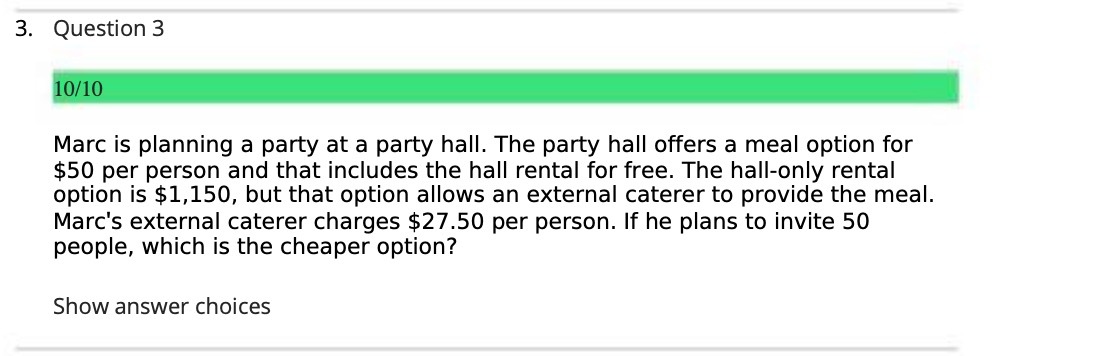 3. Question 3 10f10 Marc is planning a party at a
