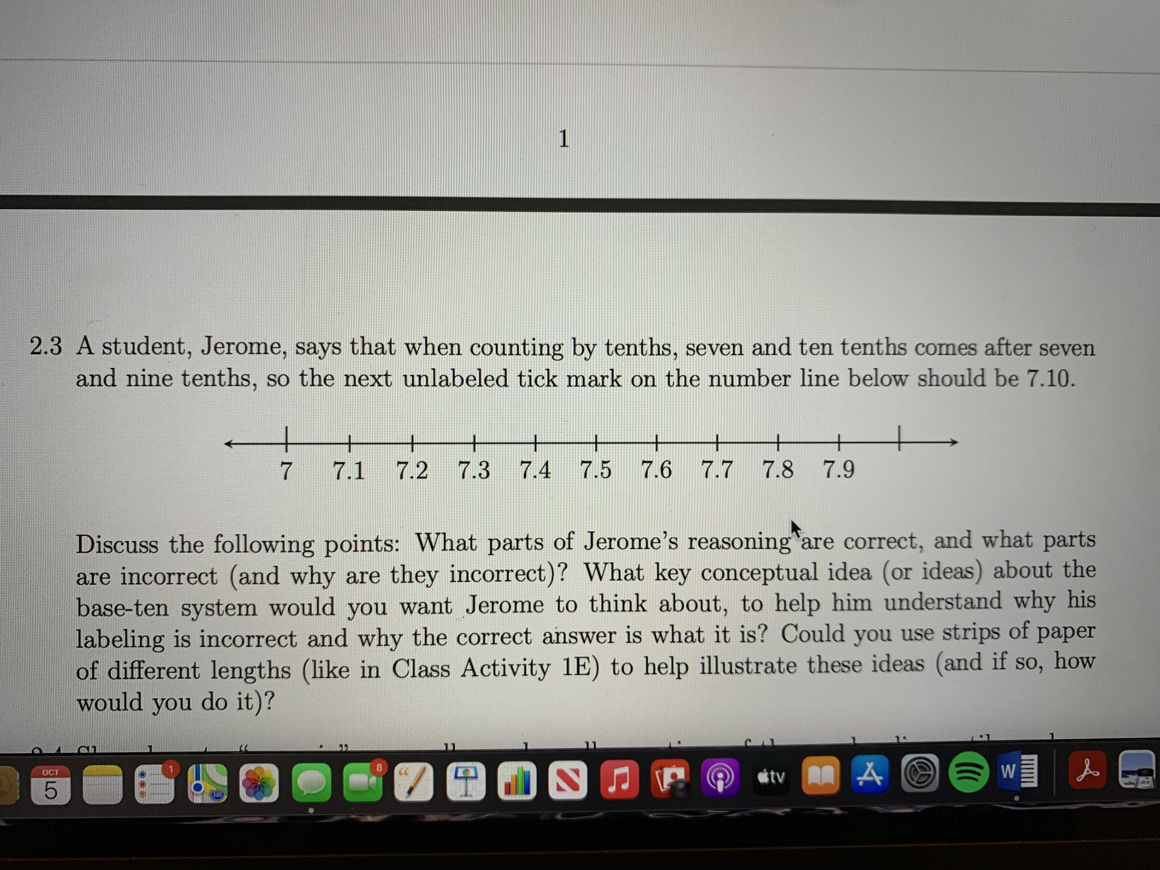 2.3 A student, Jerome, says that when counting by