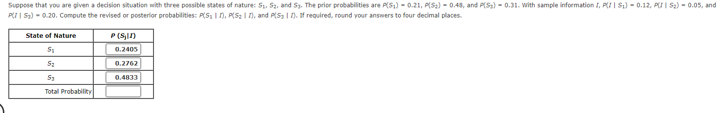 Suppose that you are given a decision situation