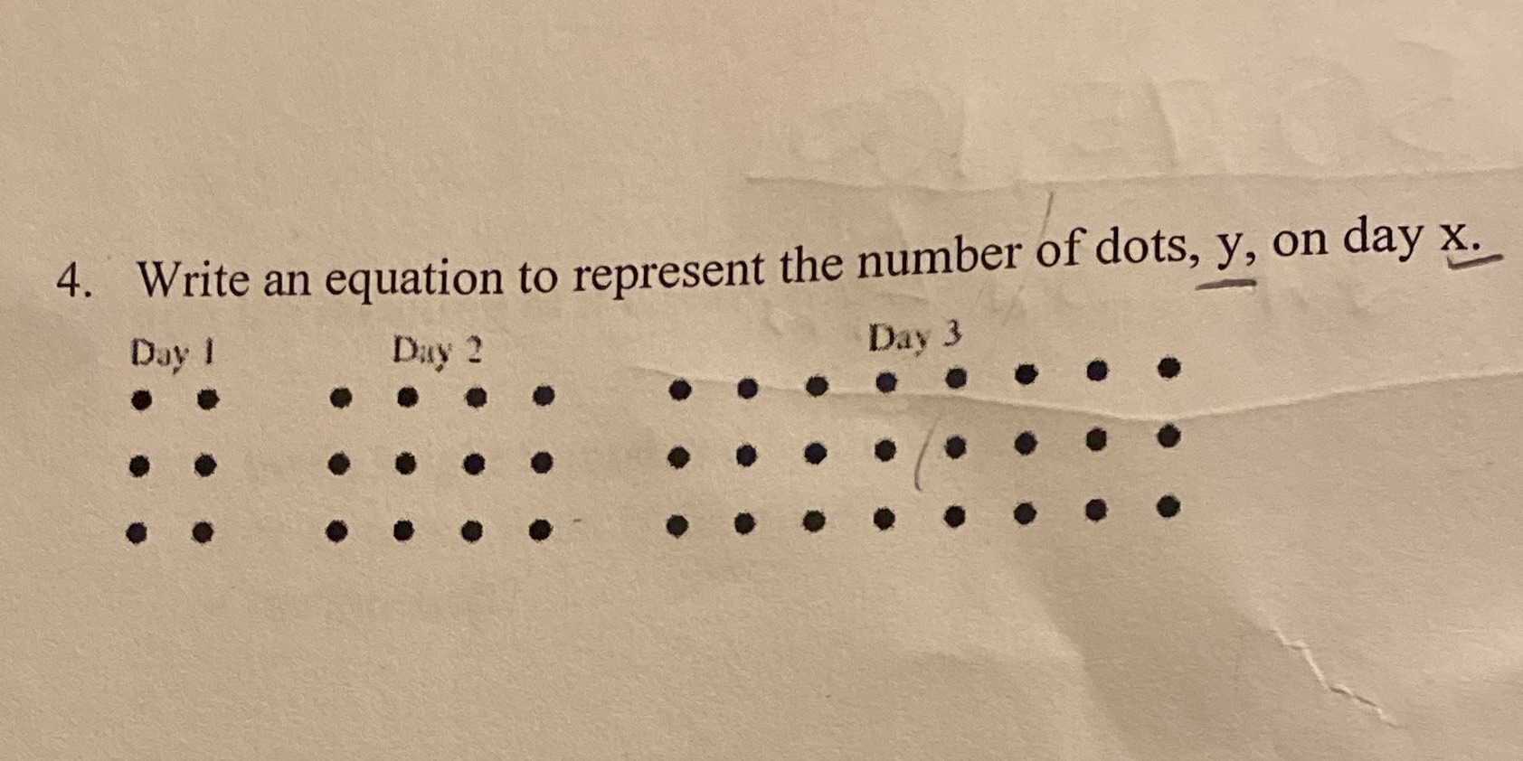 4. Write an equation to represent the number of