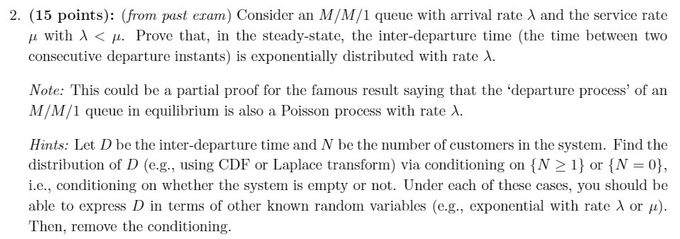 2. (15 points): (from past cram} Consider an M