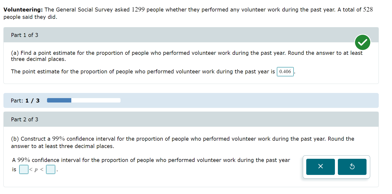 (b) Construct a confidence interval for the