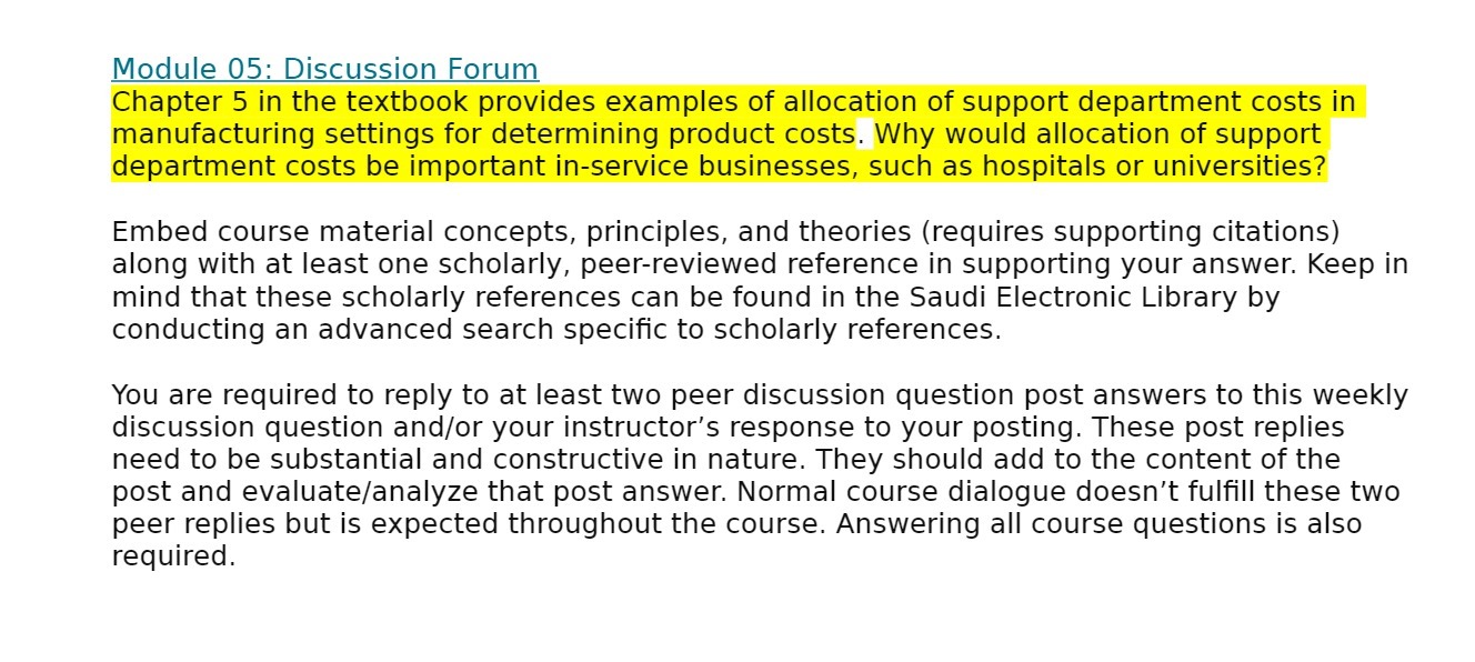 Module 05: Discussion Forum Chapter 5 in the