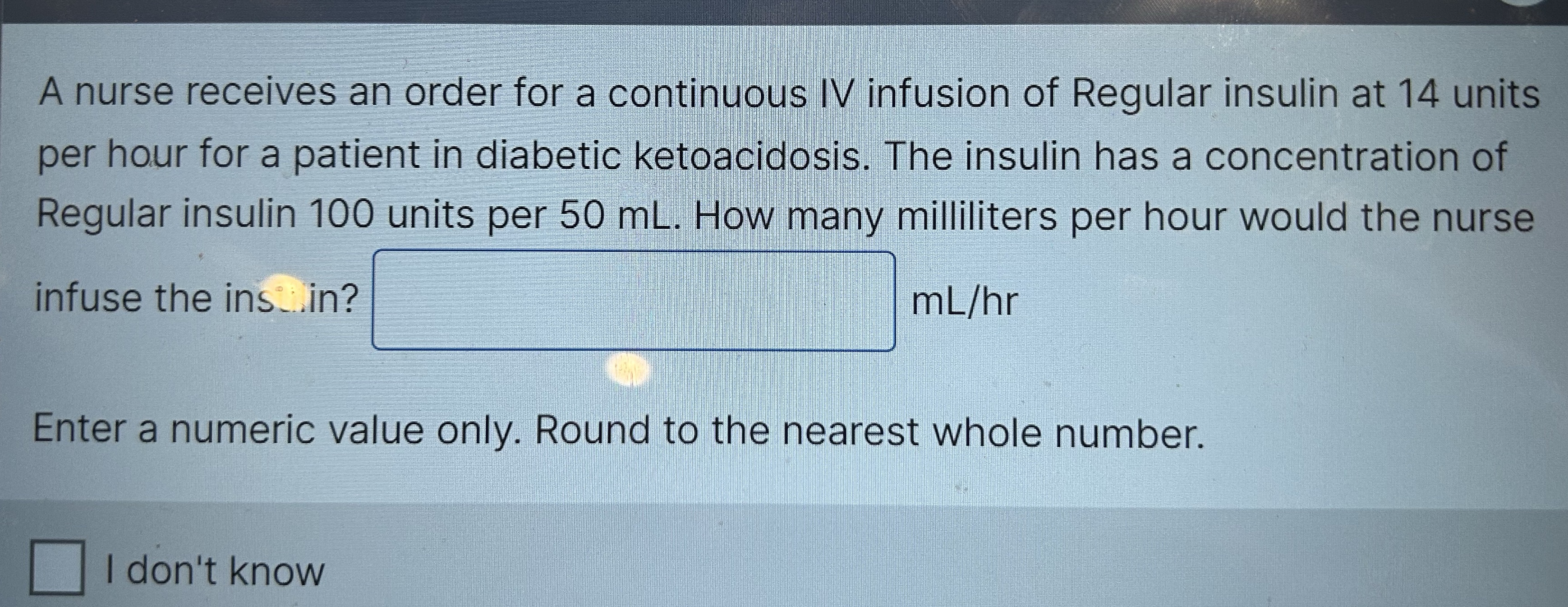 A nurse receives an order for a continuous IV
