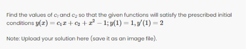 Find the values of c, and cy so that the given
