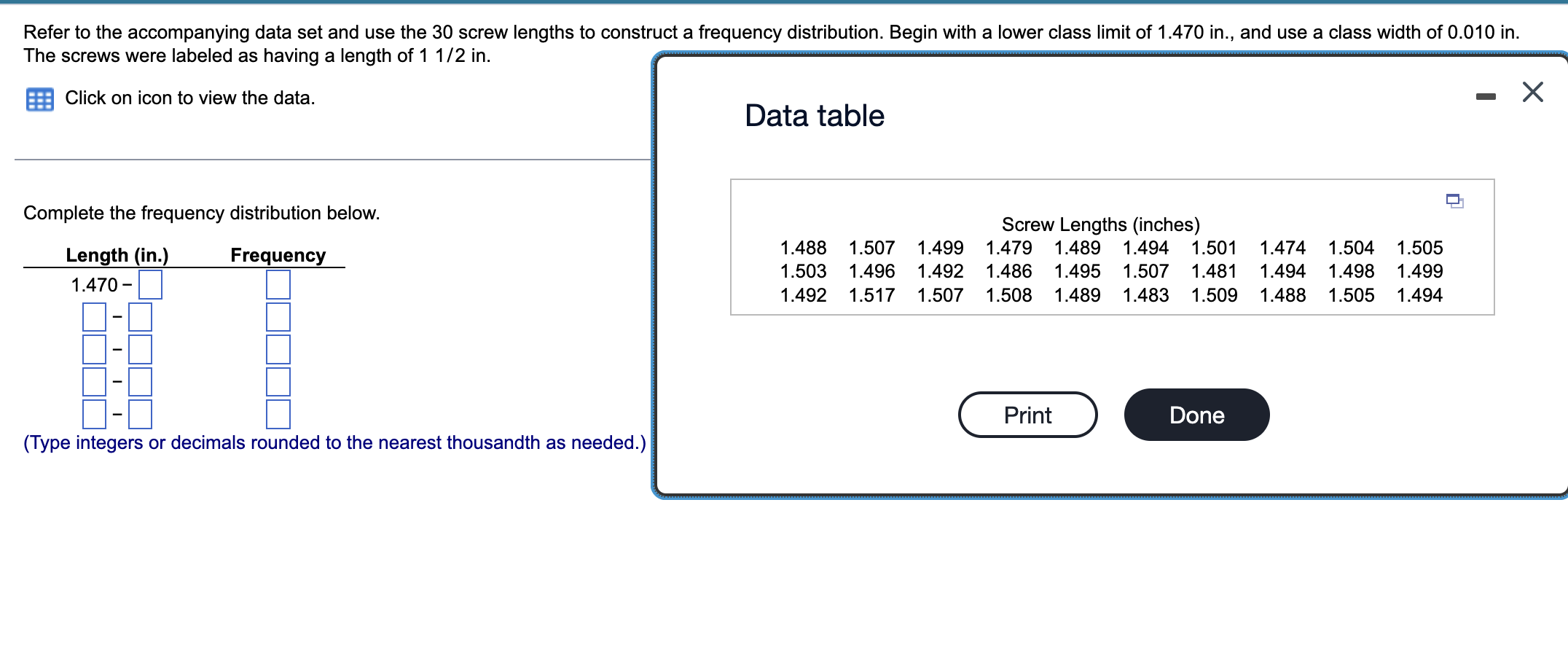 Refer to the accompanying data set and use the 30