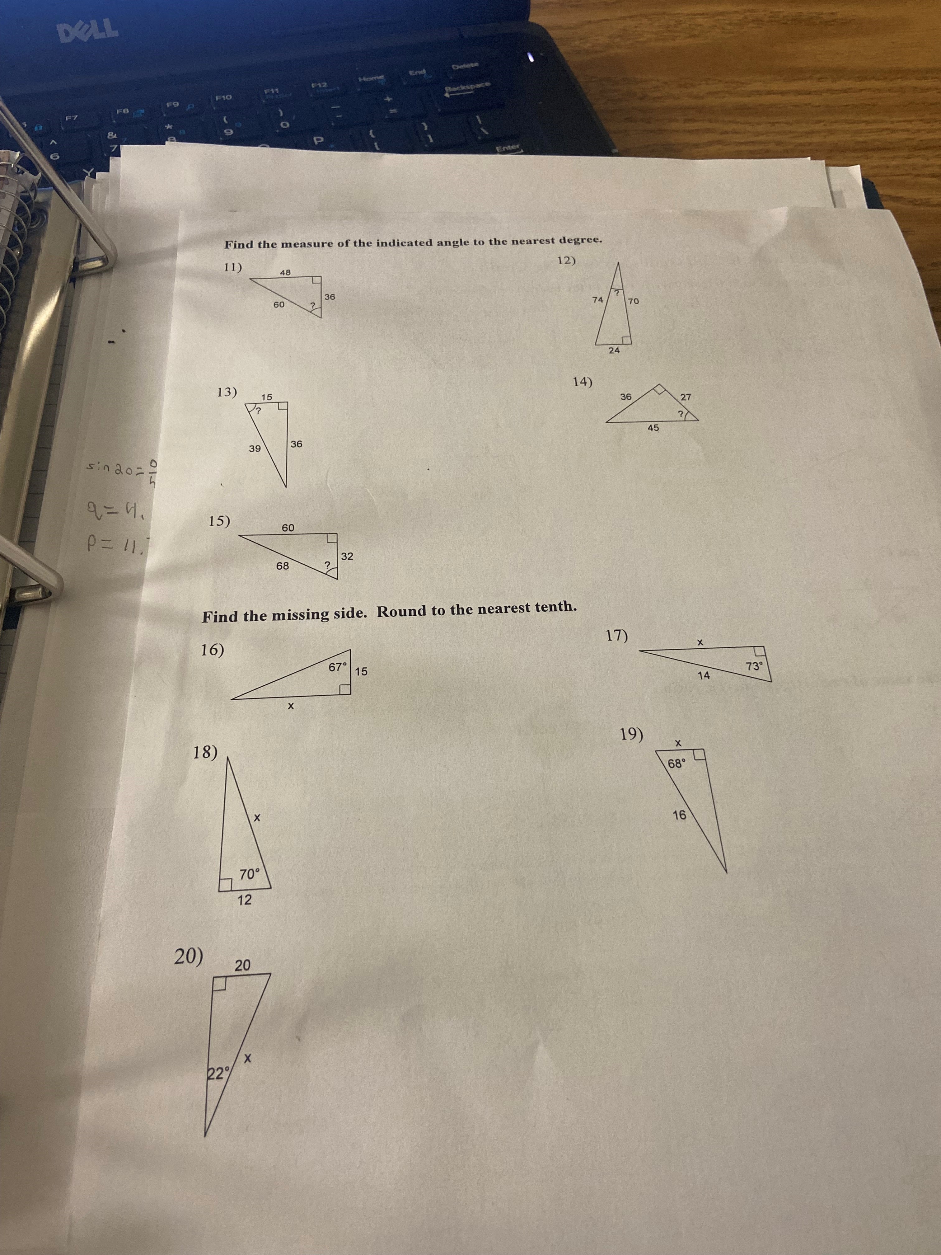 DELL F11 F12 P Find the measure of the indicated
