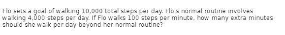 Flo sets a goal of walking ll total steps per
