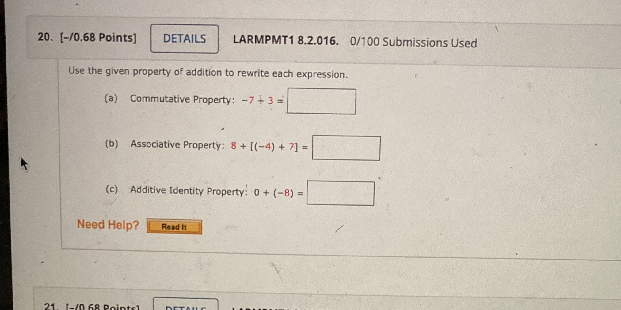 20. [-/0.68 Points] DETAILS LARMPMT1 8.2.016.