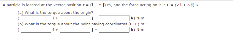 A particle is located at the vector position r =