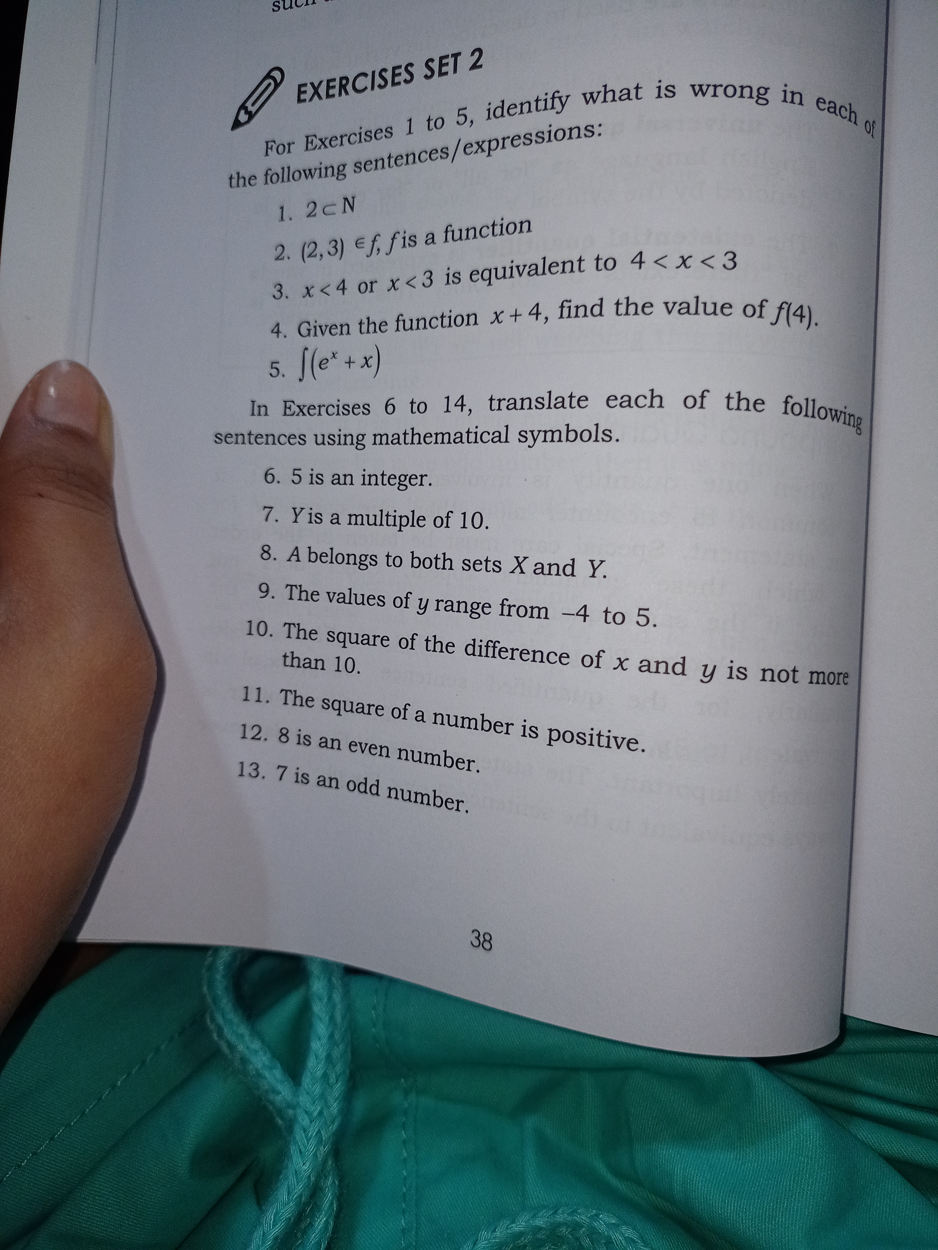 EXERCISES SET 2 For Exercises 1 to 5, identify